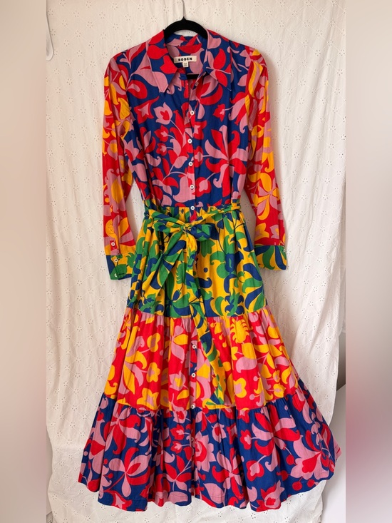 Boden Dresses & Skirts - Boden Multicolor Floral Button-Front Maxi Dress - Red, Blue, Yellow, Green, Pink